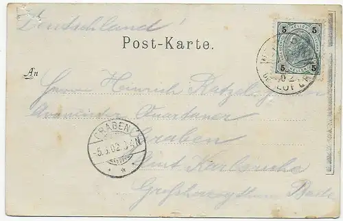 Ansichtskarte Oberweisbuch nach Graben/Karlsruhe 1902