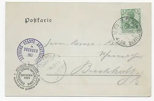 Sonderstempel Deutsche Städteausstellung Dresden, 1903