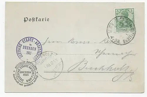 Tampon spécial Exposition allemande de la ville de Dresde, 1903