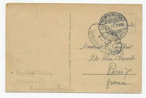 Trechtingshausen, Burg Rheinstein, 1919: Rheinland Besetzung, Zensurstempel