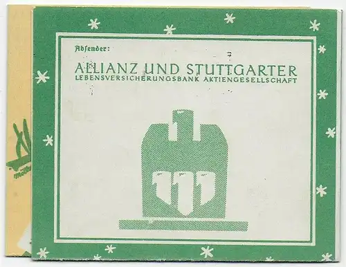 Poste de Noël Stuttgart 1933, Alliance de publicité arrière, dépliant