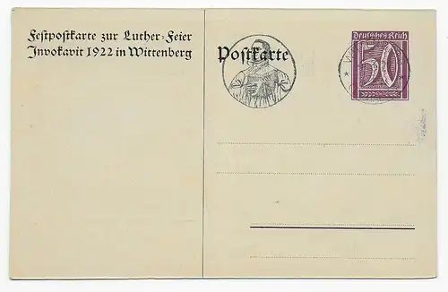 Carte postale de Luther Célébration: 1922 Wittenberg