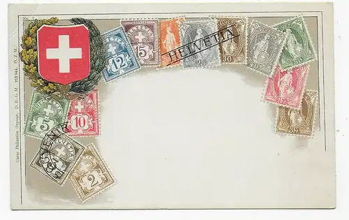 Carte postale avec timbres suisses Helvetia