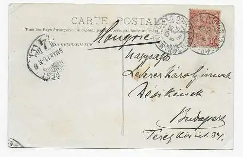Ansichtskarte Monte Carlo: Café de Paris, 1911 nach Budapest
