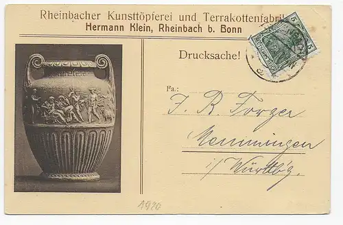 Rheinbacher Töpferei, Terrakotta Fabrik nach Memmingen, 1920, Messe Ankündigung
