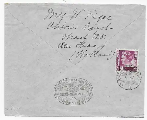 La Haye, air mail to Bandoeng 1937, Ned. Indie