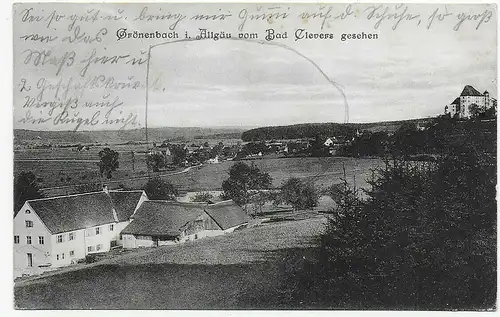 Grönenbach i. Allgäu von Bad Clevers gesehen, 1911 nach Kempten