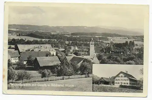 Carte visuelle Wohmbrecht avec auberge et boulangerie, Zugstamp Augsbourg 1943