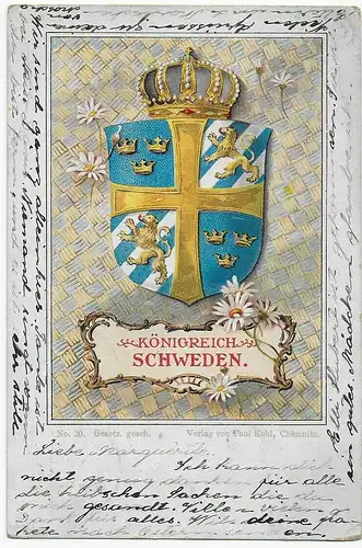 Ansichtskarte Königreich Schweden, von Crassier 1901 nach Mainz