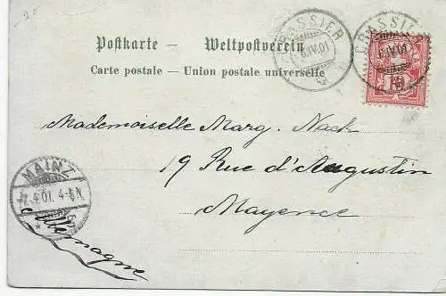 Ansichtskarte Königreich Schweden, von Crassier 1901 nach Mainz