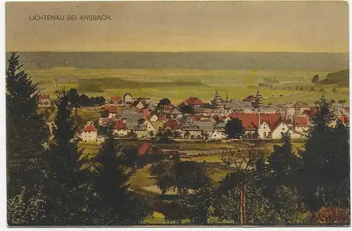 Carte de vue Lichtenau près d'Ansbach 1916 vers Kleinlangheim