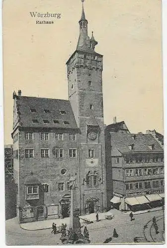 Ansichtskarte Würzburg 1908 nach Fürth