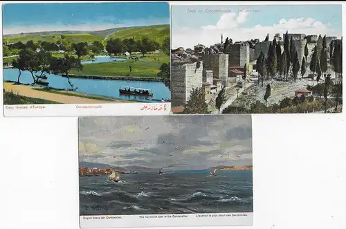 3x Ansichtskarte Constantinople, blanko