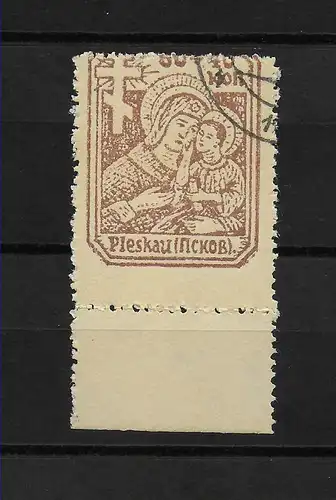 Pleskau MiNr. 16, gestempelt mit Unterrand, Verzähnung