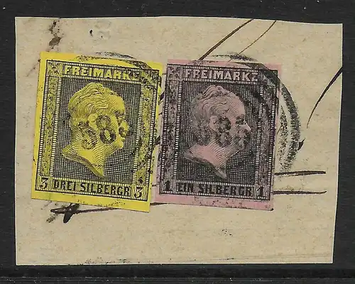 Preußen: MiNr. 2+4  auf Briefstück, gestempelt