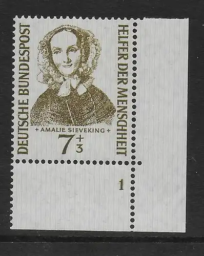 Bund: MiNr. 222 mit Sektor Nr. 1  im Eckrand, postfrisch, **