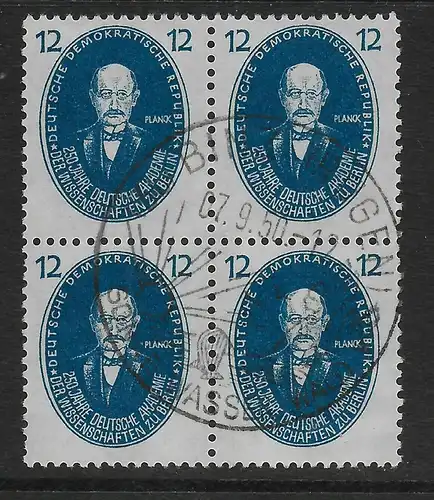 Berlin: MiNr. 266b, gestempelt 1950 im Viererblock, BPP geprüft