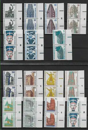 Bund: ex 739-874, postfrisch, ** mit Randnummerierung