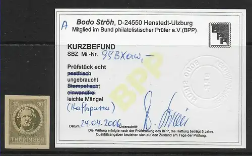 SBZ: MiNr. 99 BXaw, * , BBP geprüft