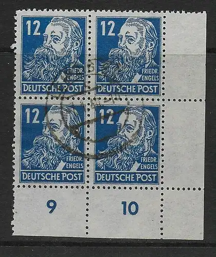 SBZ: MiNr. 216, Eckrand Viererblock gestempelt