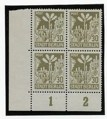 MiNr. 7 A IV, postfrisch, ** Viererblock, Eckrand