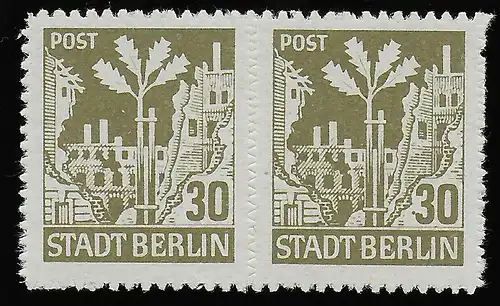 MiNr. 7 B III+V, postfrisch, ** waagrechtes Paar