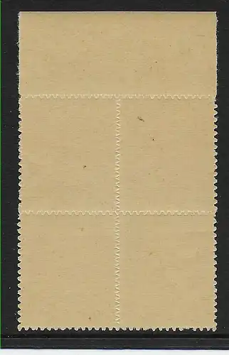 MiNr. 3 B IX,  postfrisch, ** Viererblock vom Oberrand