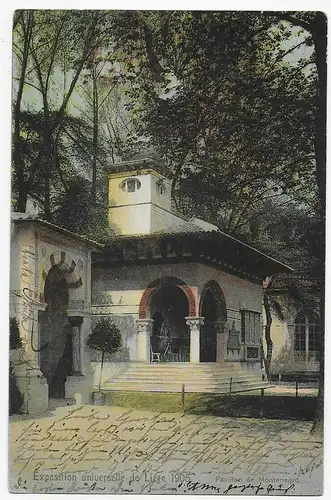Ansichtskarte Liege 1905, Exposition universelle, nach Hamburg- Vignette