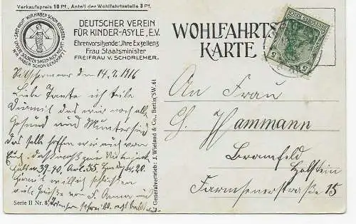 Deutscher Verein für Kinder Asyle, 1916: Krieger Waisen, Kind in Uniform