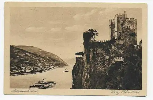 AK Assmannshausen, Burg Rheinstein, 1931, Diözesan Knabenheim, Marienhausen