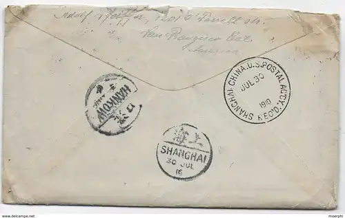 USA cover with letter content to Hangkow via Shanghai, 1910