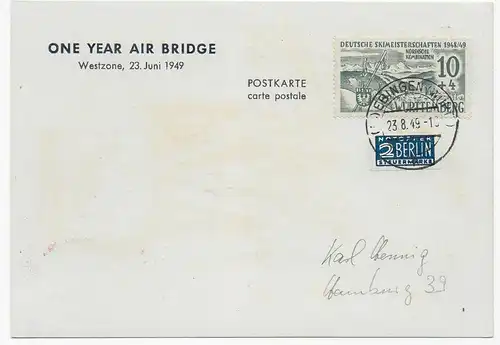 Württemberg Ebingen 1949: One year air Bridge