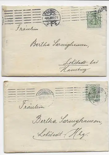 4x Briefe Hamburg mit Perfin /Firmenlochung, alle mit Textinhalt 1903