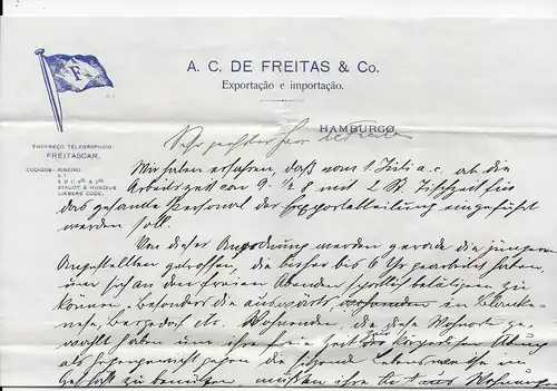 4x Briefe Hamburg mit Perfin /Firmenlochung, alle mit Textinhalt 1903