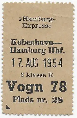 Dänemark: Hamburg Express: Kopenhagen-Hamburg 1954