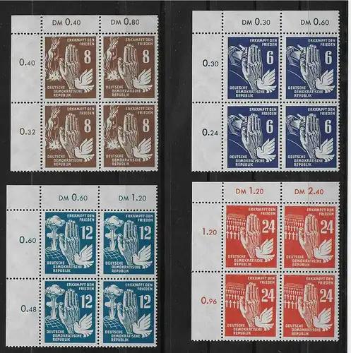 DDR: MiNr. 276-279, postfrisch, ** Viererblock