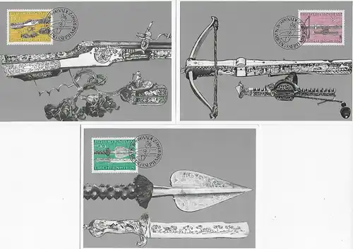 3x Maximumkarte mit alten Waffen