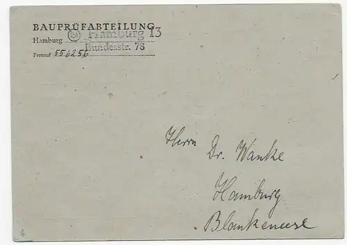 Hansestadt Hamburg: Gebührenmarke 1947 für Bauarbeiten unter 200 RM