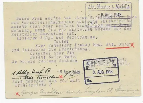 Köln-Bayenthal 1948 nach Bern