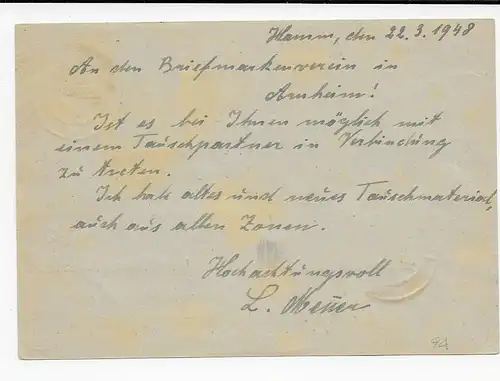 Dortmund 1948 nach Arnheim/NL