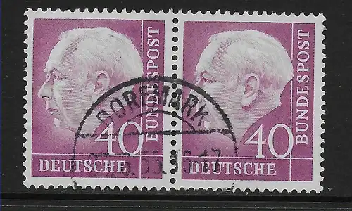 Bund: MiNr. 188, waagrechtes Paar, gestempelt Doremark 1955