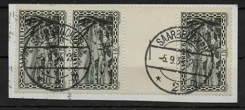 Saargebiet: MiNr. 109 ZS 4, gestempelt Saarbrücken 1934