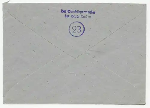 Gebühr bezahlt, Emden 1945 nach Hannover