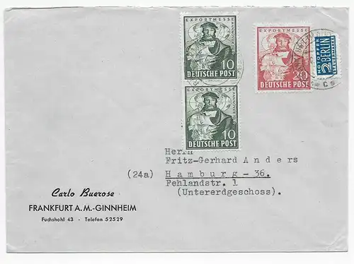 Brief aus Frankfurt-Ginnheim nach Hamburg, 1948