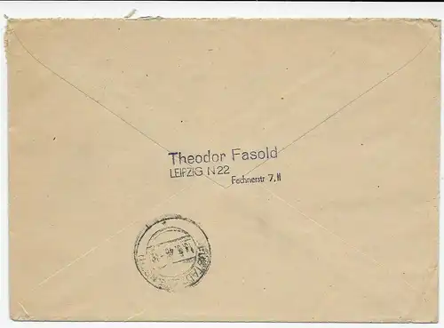 Einschreiben Leipzig 1946 nach Neustadt/Weinstrasse