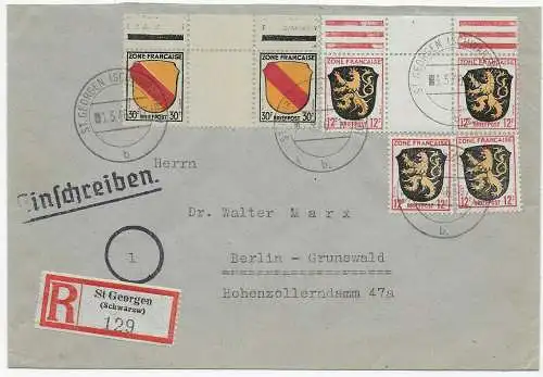 St. Georgen/Schwarzwald, Einschreiben nach Berlin, 1946
