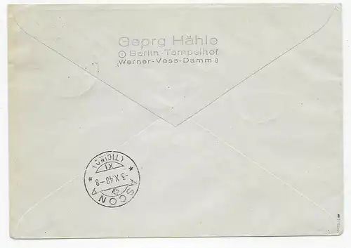 Einschreiben Berlin 1948 in die Schweiz, Ascona, BPP geprüft