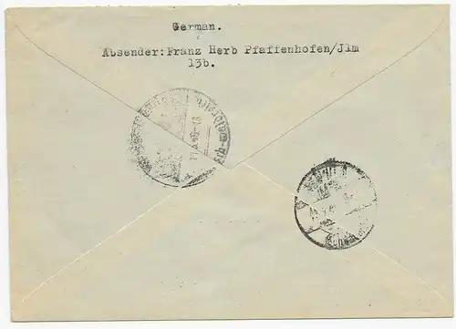 Einschreiben Pfaffenhofen nach Weißenhorn, 1946