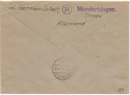 Einschreiben, Eilboten von Munderkingen nach Kisslegg, 1946