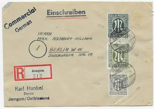 Einschreiben Jemgum, 1946 nach Berlin